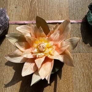 Extra Large Statement Elegant Pale Peach Lotus Hair Flower